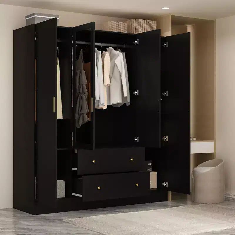 Famapy Armoire Moderne avec Miroir Rangement de Penderie: Barres Robustes, Tiroirs Coulissants Pratique et Élégante
