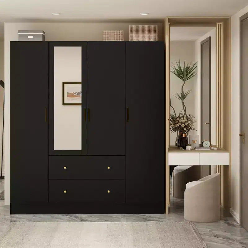 Famapy Armoire Moderne avec Miroir Rangement de Penderie: Barres Robustes, Tiroirs Coulissants Pratique et Élégante