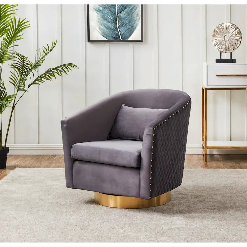 SAFAVIEH Couture Fauteuil club pivotant matelassé Ikram - 76,2 L x 81,3 P x 76,2 H cm