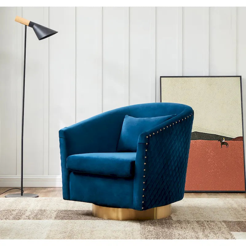 SAFAVIEH Couture Fauteuil club pivotant matelassé Ikram - 76,2 L x 81,3 P x 76,2 H cm