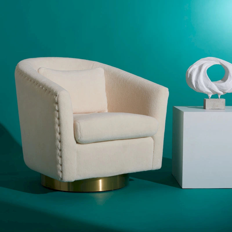 SAFAVIEH Couture Fauteuil club pivotant matelassé Ikram - 76,2 L x 81,3 P x 76,2 H cm
