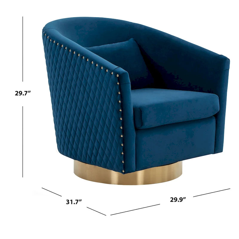 SAFAVIEH Couture Fauteuil club pivotant matelassé Ikram - 76,2 L x 81,3 P x 76,2 H cm