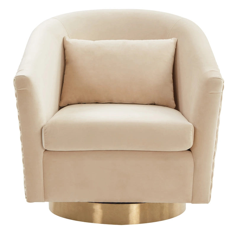 SAFAVIEH Couture Fauteuil club pivotant matelassé Ikram - 76,2 L x 81,3 P x 76,2 H cm