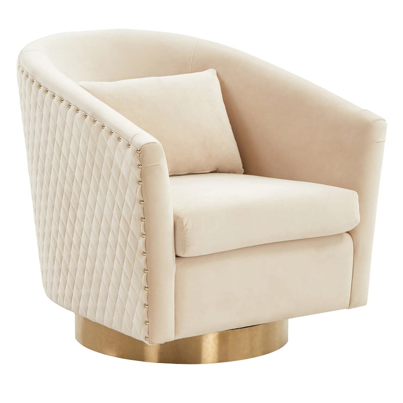 SAFAVIEH Couture Fauteuil club pivotant matelassé Ikram - 76,2 L x 81,3 P x 76,2 H cm