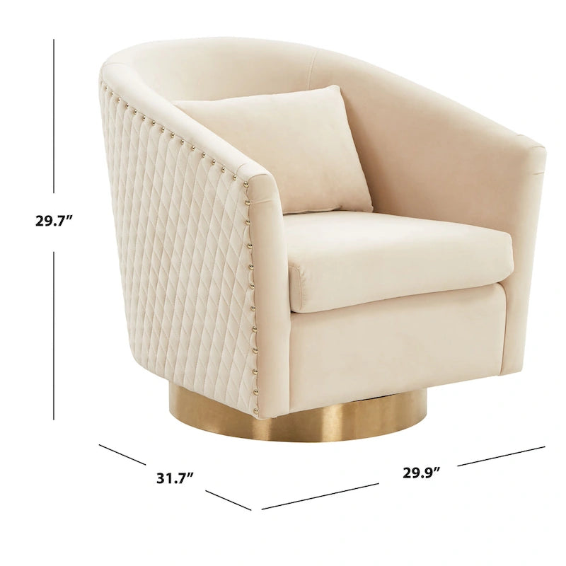 SAFAVIEH Couture Fauteuil club pivotant matelassé Ikram - 76,2 L x 81,3 P x 76,2 H cm