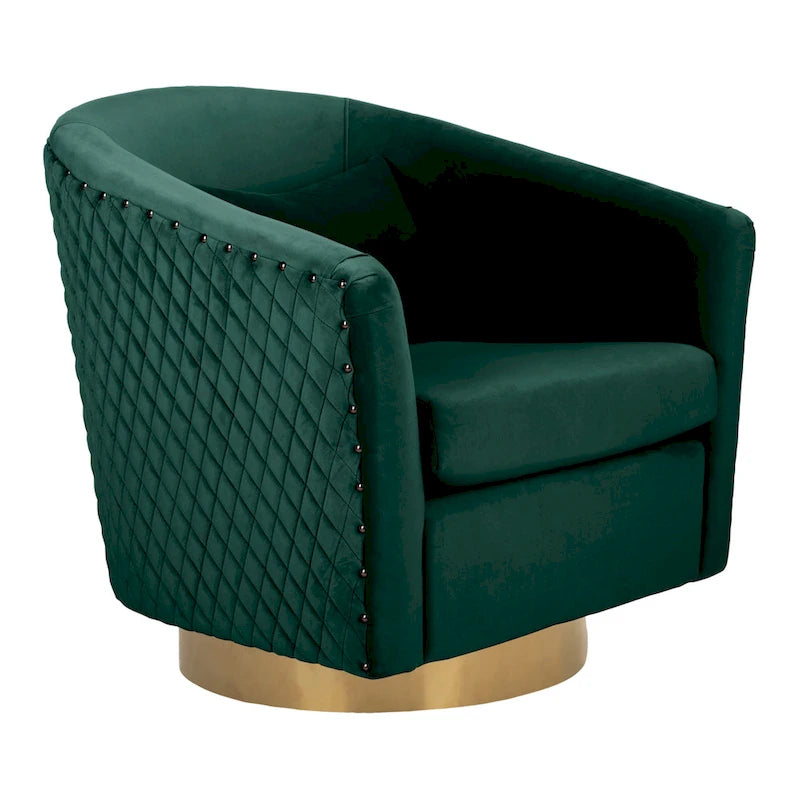 SAFAVIEH Couture Fauteuil club pivotant matelassé Ikram - 76,2 L x 81,3 P x 76,2 H cm