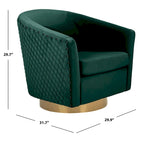 SAFAVIEH Couture Fauteuil club pivotant matelassé Ikram - 76,2 L x 81,3 P x 76,2 H cm
