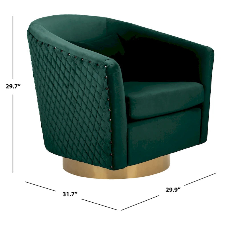 SAFAVIEH Couture Fauteuil club pivotant matelassé Ikram - 76,2 L x 81,3 P x 76,2 H cm