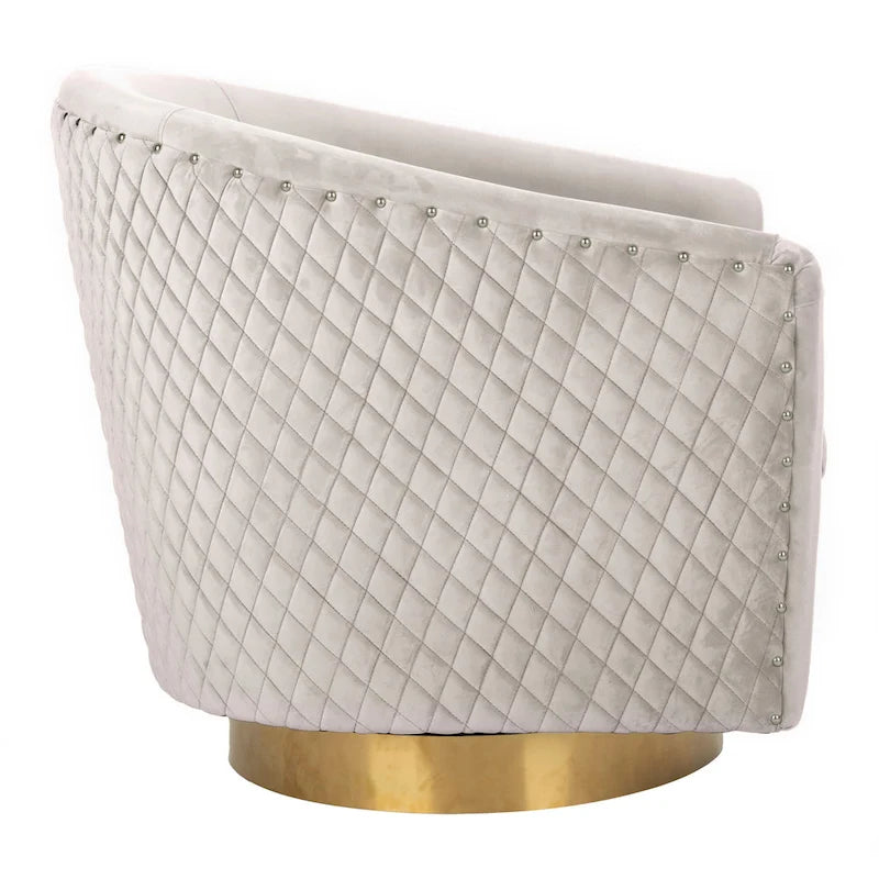SAFAVIEH Couture Fauteuil club pivotant matelassé Ikram - 76,2 L x 81,3 P x 76,2 H cm