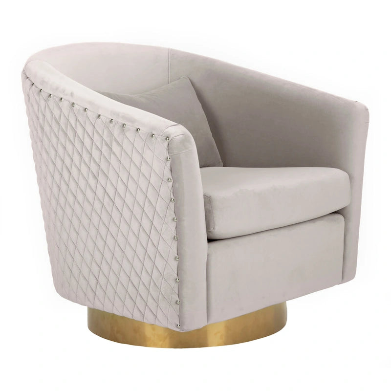 SAFAVIEH Couture Fauteuil club pivotant matelassé Ikram - 76,2 L x 81,3 P x 76,2 H cm