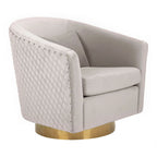 SAFAVIEH Couture Fauteuil club pivotant matelassé Ikram - 76,2 L x 81,3 P x 76,2 H cm