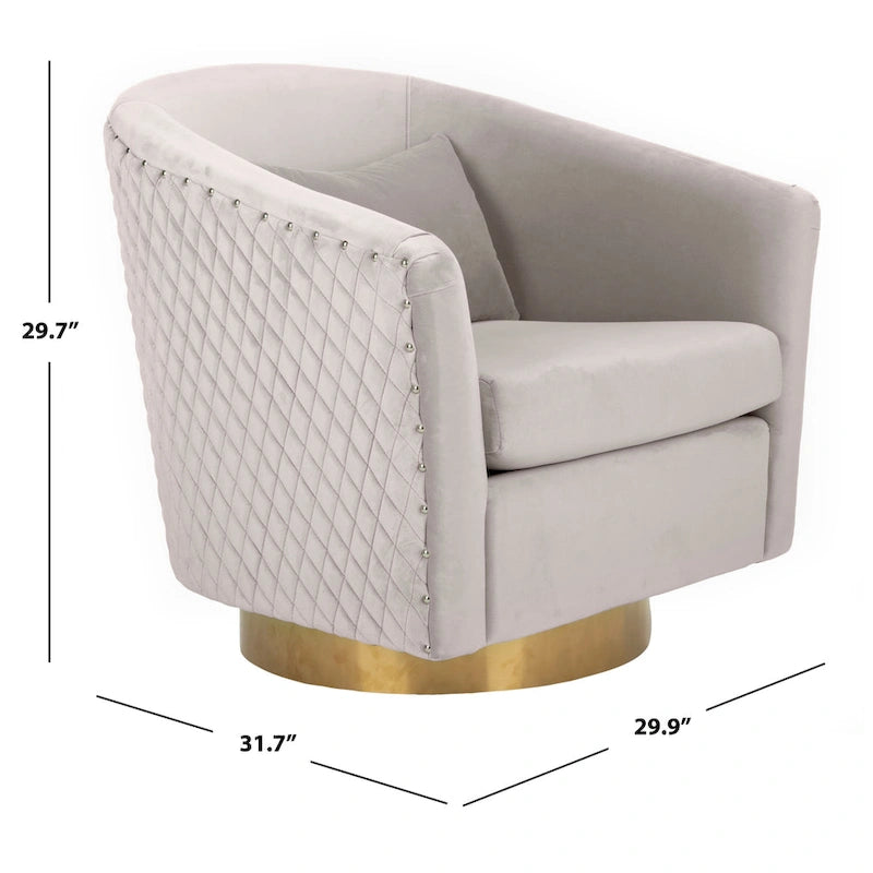 SAFAVIEH Couture Fauteuil club pivotant matelassé Ikram - 76,2 L x 81,3 P x 76,2 H cm