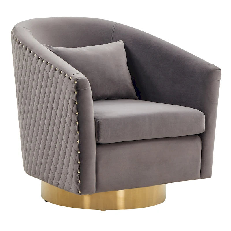 SAFAVIEH Couture Fauteuil club pivotant matelassé Ikram - 76,2 L x 81,3 P x 76,2 H cm