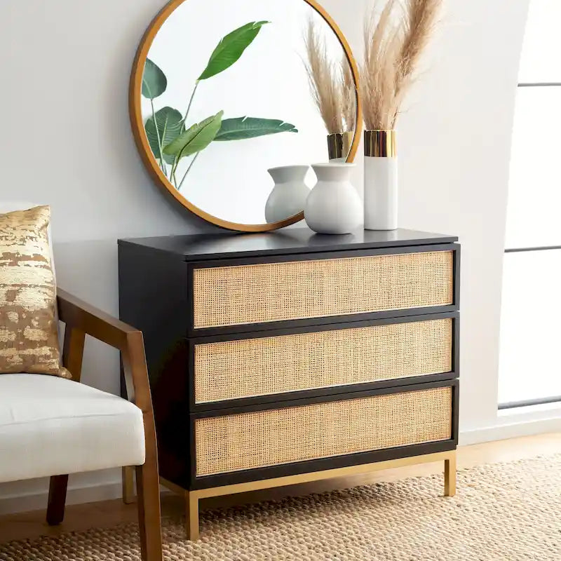 Commode 3 tiroirs en rotin Tiney SAFAVIEH