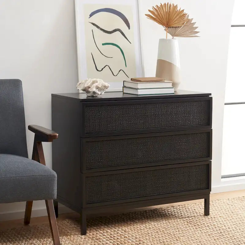 Commode 3 tiroirs en rotin Tiney SAFAVIEH