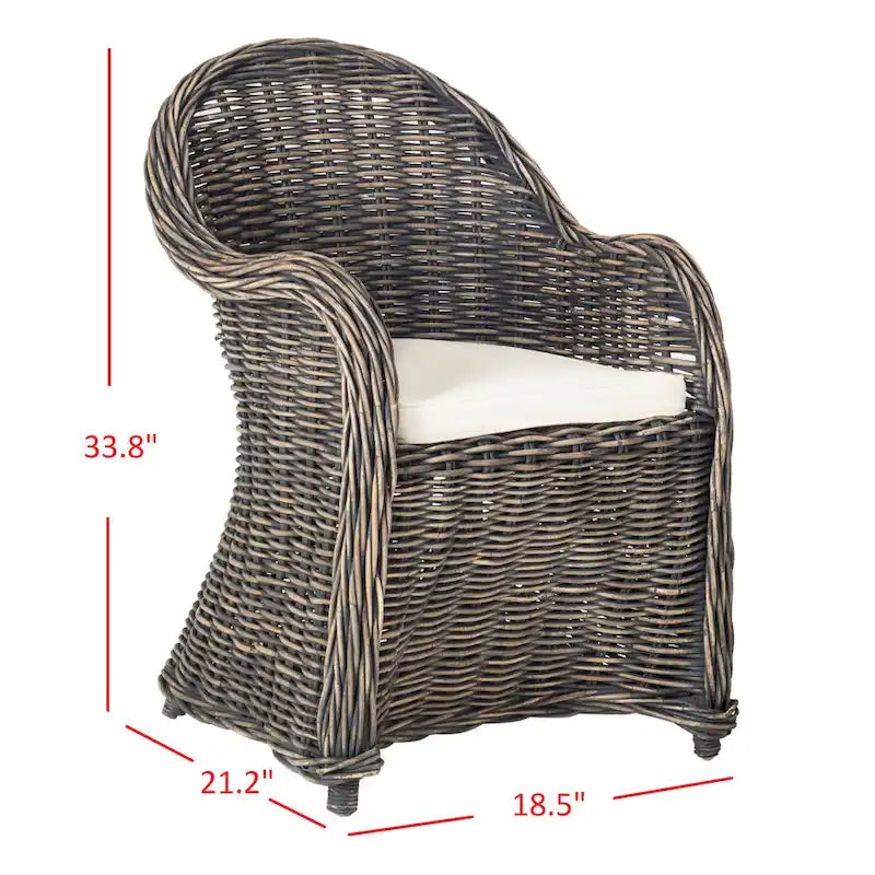 Fauteuil club en rotin jaune Sinja de SAFAVIEH - 24 x 26 x 35 - 24Lx26Px35H
