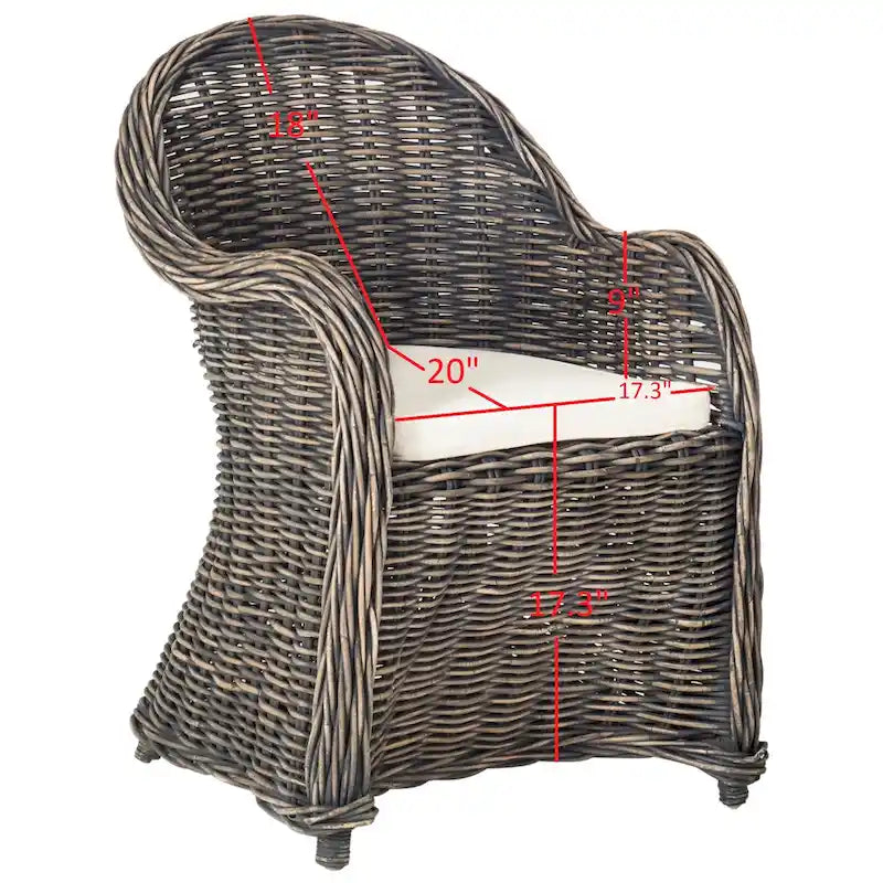 Fauteuil club en rotin jaune Sinja de SAFAVIEH - 24 x 26 x 35 - 24Lx26Px35H