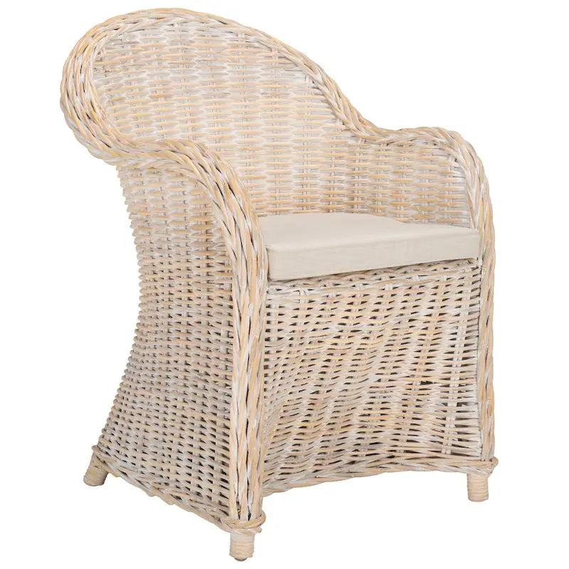 Fauteuil club en rotin jaune Sinja de SAFAVIEH - 24 x 26 x 35 - 24Lx26Px35H