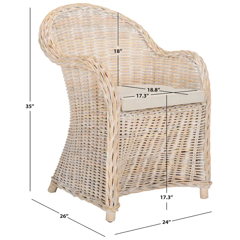 Fauteuil club en rotin jaune Sinja de SAFAVIEH - 24 x 26 x 35 - 24Lx26Px35H