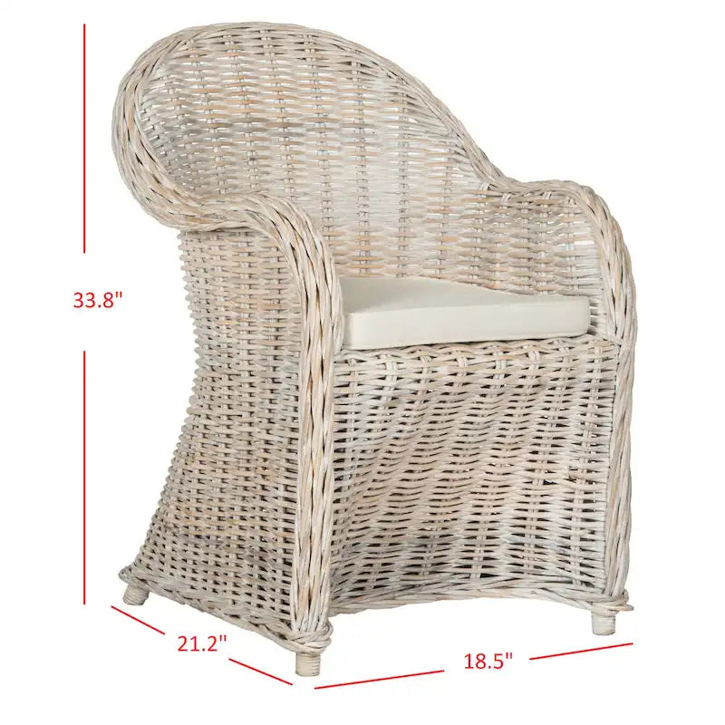 Fauteuil club en rotin jaune Sinja de SAFAVIEH - 24 x 26 x 35 - 24Lx26Px35H