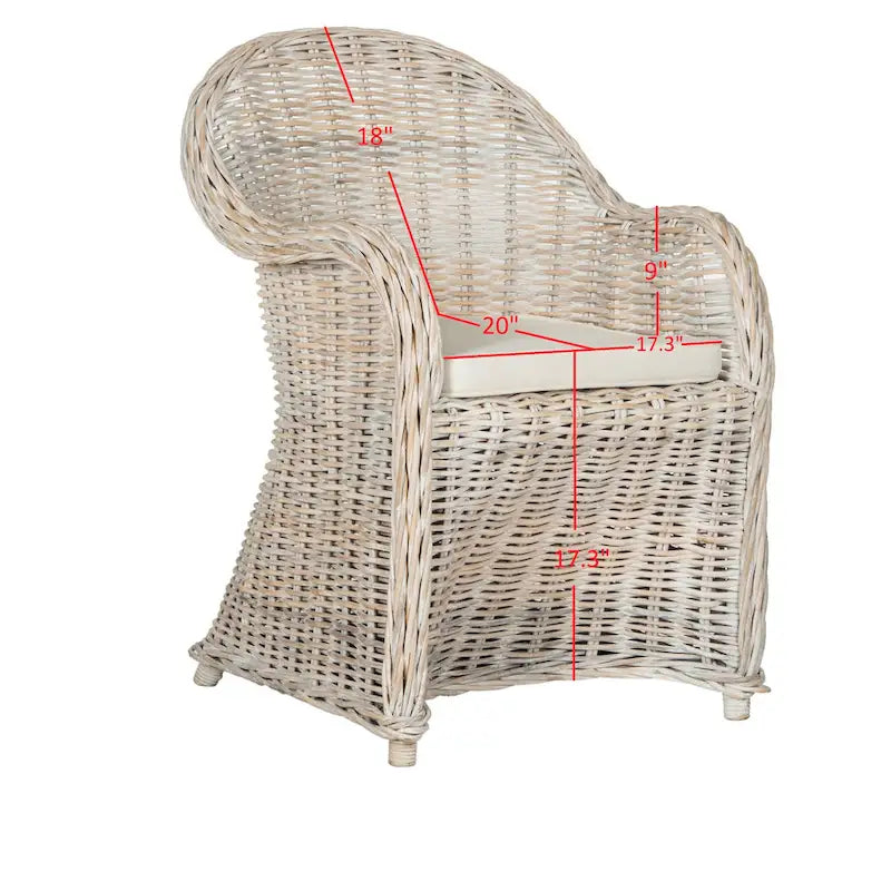 Fauteuil club en rotin jaune Sinja de SAFAVIEH - 24 x 26 x 35 - 24Lx26Px35H