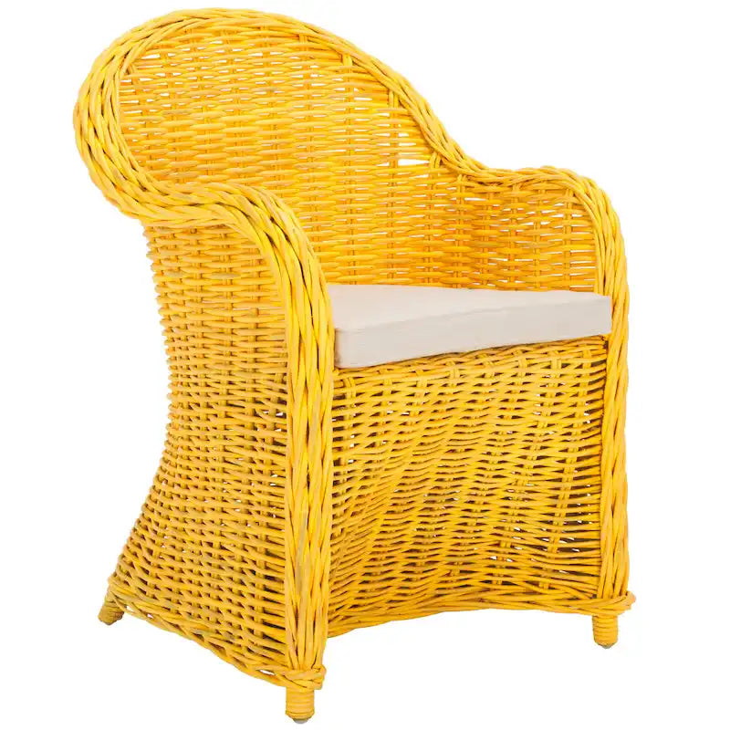 Fauteuil club en rotin jaune Sinja de SAFAVIEH - 24 x 26 x 35 - 24Lx26Px35H