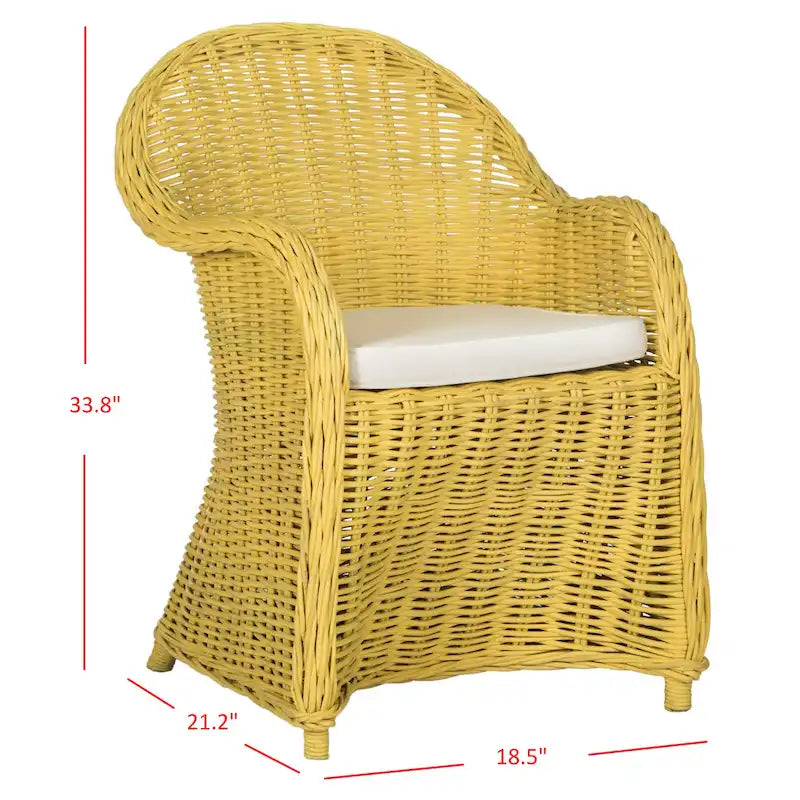Fauteuil club en rotin jaune Sinja de SAFAVIEH - 24 x 26 x 35 - 24Lx26Px35H