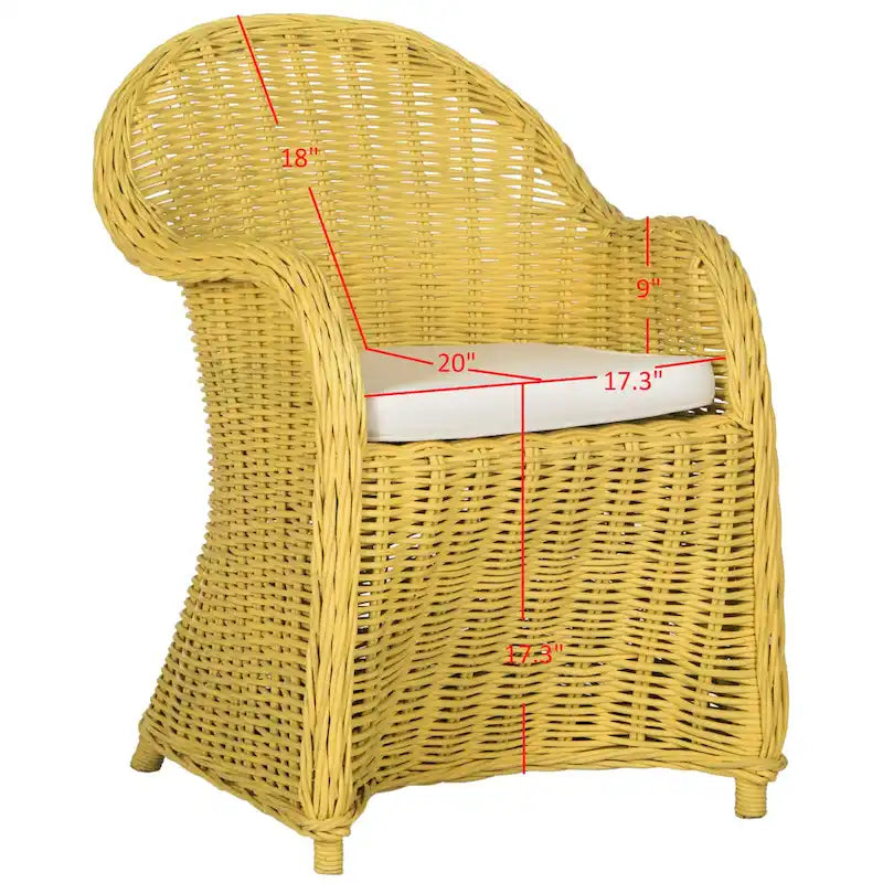 Fauteuil club en rotin jaune Sinja de SAFAVIEH - 24 x 26 x 35 - 24Lx26Px35H