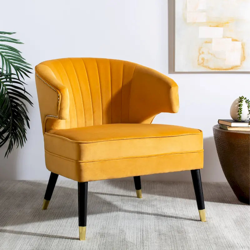 SAFAVIEH Amalia Velvet Wingback Accent Chair - 26.8 x 28 x 31.9 - 27Wx28Dx32H