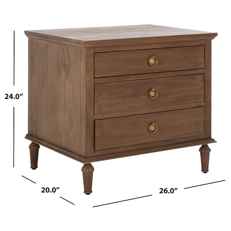 Table de chevet SAFAVIEH Couture Firyal en bois à 3 tiroirs