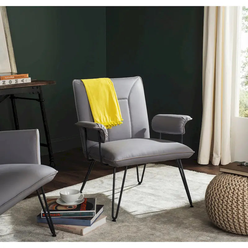 SAFAVIEH Idamae Fauteuil en similicuir moderne du milieu du siècle - 29Lx28Px33H
