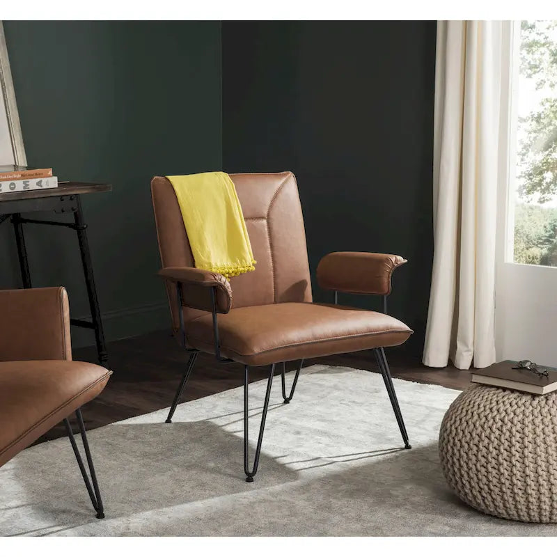 SAFAVIEH Idamae Fauteuil en similicuir moderne du milieu du siècle - 29Lx28Px33H