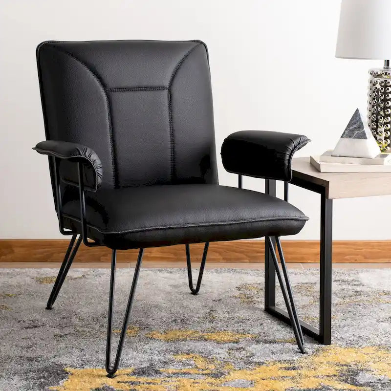 SAFAVIEH Idamae Fauteuil en similicuir moderne du milieu du siècle - 29Lx28Px33H