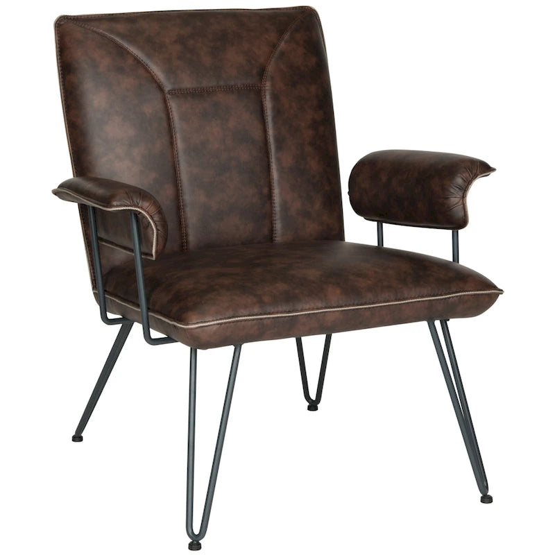 SAFAVIEH Idamae Fauteuil en similicuir moderne du milieu du siècle - 29Lx28Px33H