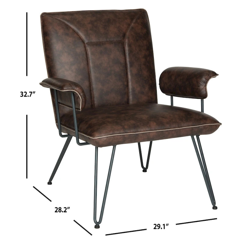 SAFAVIEH Idamae Fauteuil en similicuir moderne du milieu du siècle - 29Lx28Px33H