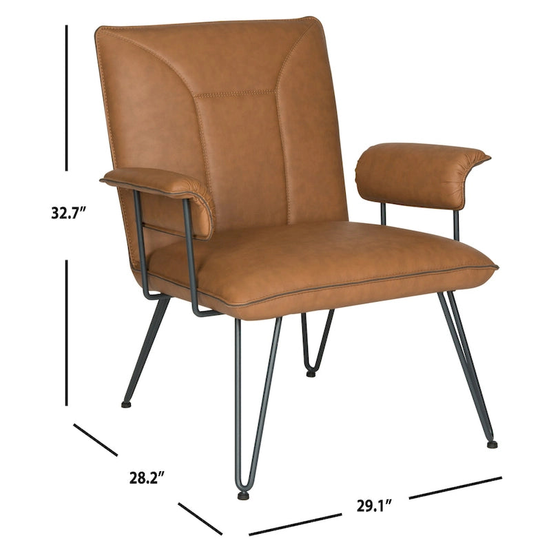 SAFAVIEH Idamae Fauteuil en similicuir moderne du milieu du siècle - 29Lx28Px33H