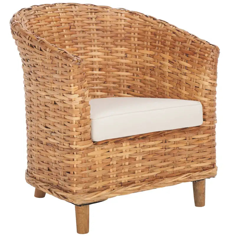 Fauteuil tonneau SAFAVIEH Charla en rotin avec coussin – 29,1 x 27,2 x 32,7 – 29 la. x 27 prof. x 33 h.