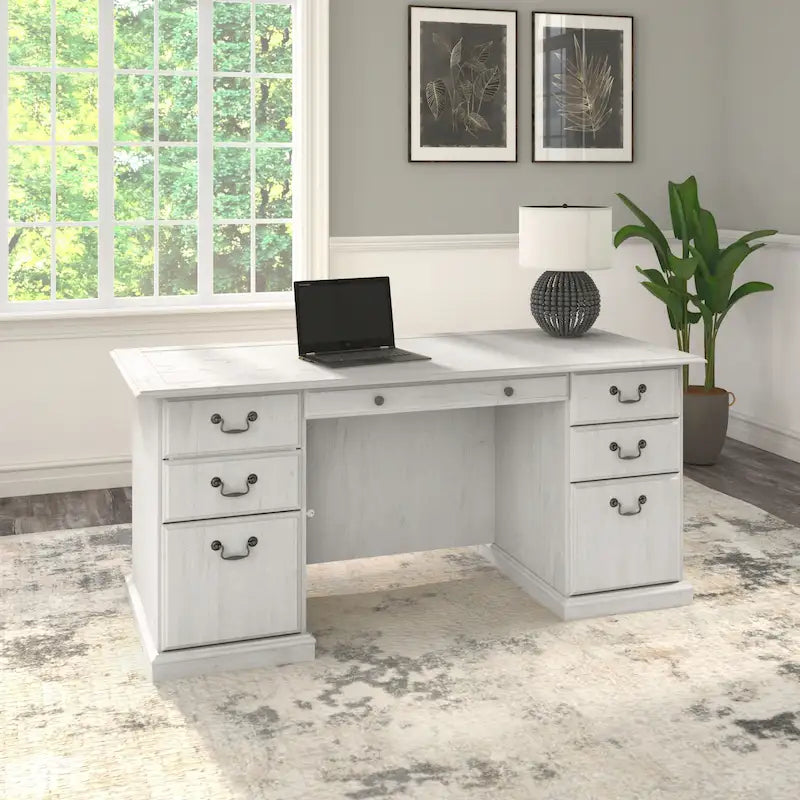 Bureau de direction Bush Furniture Saratoga avec tiroirs et rangements