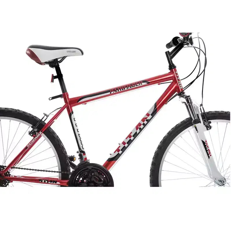 Vélo de Montagne Tout Terrain Homme Titan Pathfinder 18 Vitesses avec Suspension Avant