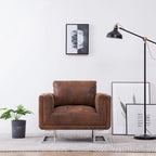 vidaXL Cube Armchair Brown Faux Suede Leather - 33 x 24.4 x 28.7