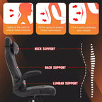 FDW Fauteuil de bureau de jeu Chaise de bureau avec support lombaire Accoudoirs relevables Appuie-tête
