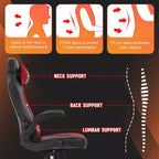 FDW Fauteuil de bureau de jeu Chaise de bureau avec support lombaire Accoudoirs relevables Appuie-tête