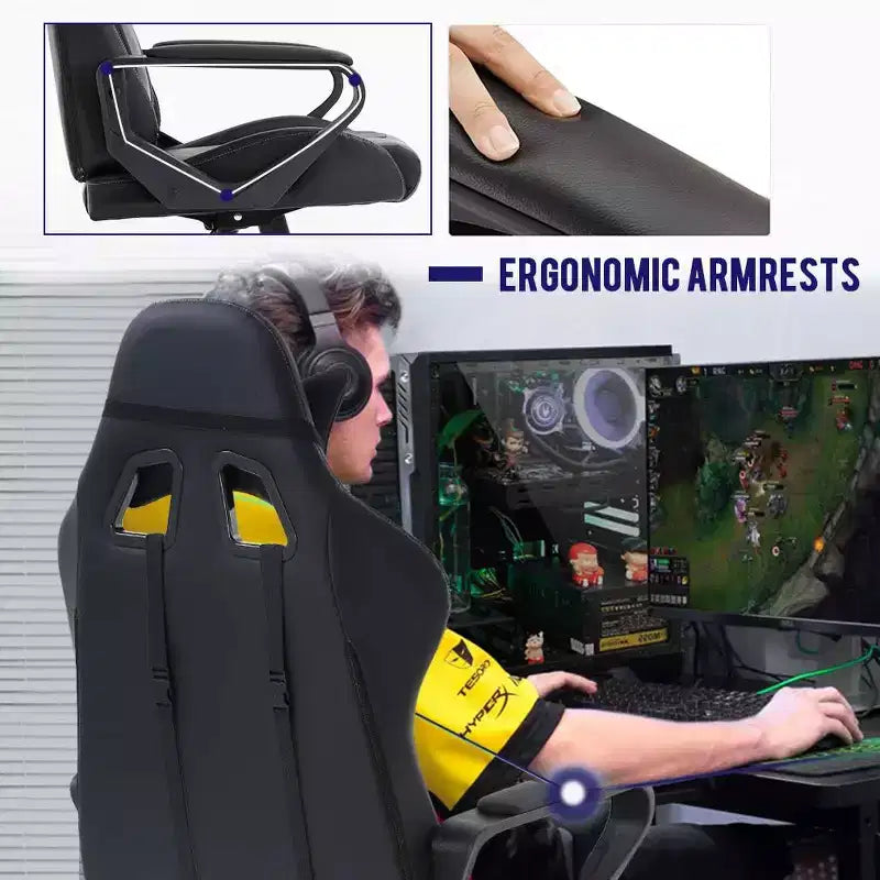 FDW Chaise de Bureau Chaise Gaming Chaise de Bureau Fauteuil de Direction avec Support Lombaire Tabouret Réglable Chaise d'Ordinateur Pivotante à Roulettes