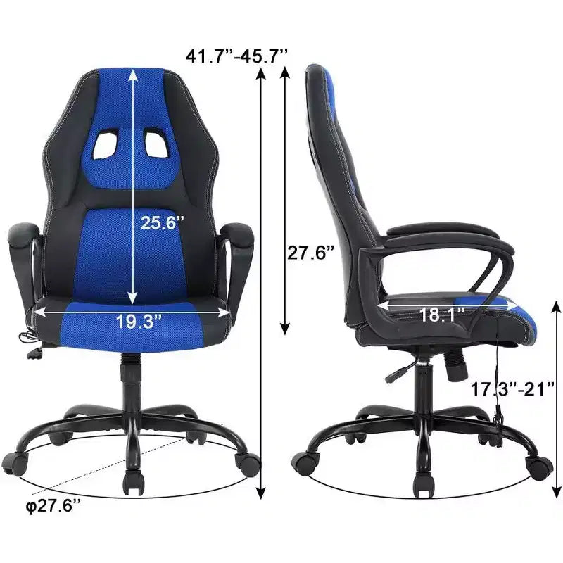 FDW Chaise de bureau gamer, Chaise de bureau ergonomique avec massage, Fauteuil de bureau en cuir PU avec support lombaire, appui-tête et accoudoirs