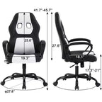 FDW Chaise de bureau gamer, Chaise de bureau ergonomique avec massage, Fauteuil de bureau en cuir PU avec support lombaire, appui-tête et accoudoirs