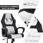 FDW Chaise de bureau gamer, Chaise de bureau ergonomique avec massage, Fauteuil de bureau en cuir PU avec support lombaire, appui-tête et accoudoirs