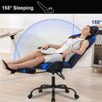 FDW Chaise de Bureau Gaming Fauteuil de Bureau Chaise de Direction Ergonomique en Cuir PU à Dossier Haut avec Support Lombaire et Repose-Pieds
