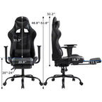 FDW Chaise de Bureau Gaming Fauteuil de Bureau Chaise de Direction Ergonomique en Cuir PU à Dossier Haut avec Support Lombaire et Repose-Pieds