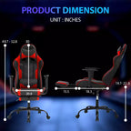 FDW Chaise de jeu de course, Chaises de jeu vidéo avec bureau d'ordinateur, Support lombaire et appui-tête en cuir PU, Siège pivotant à 360°