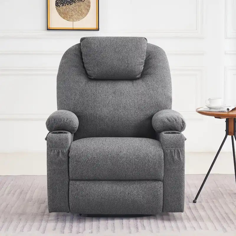 Fauteuil inclinable MCombo Large Power Lift avec massage, porte-gobelets, repose-pieds étendu, tissu 7516